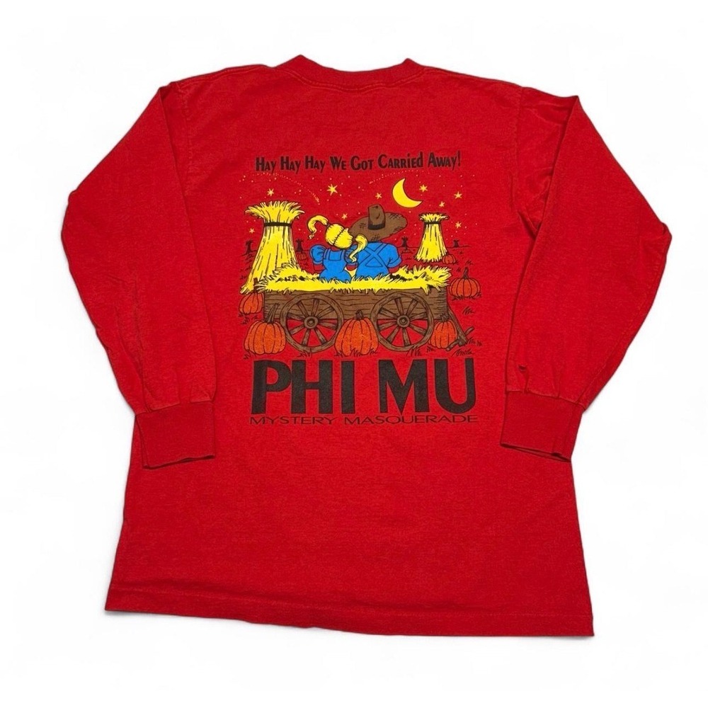 Vintage 1991 Phi Mu Samford University Mystery Masquerade Red Long Sleeve large